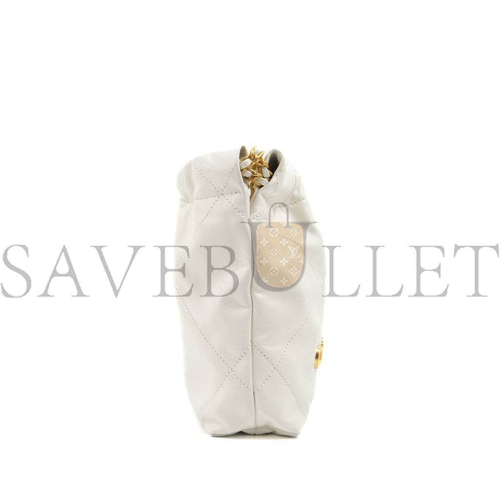 Ch*el master white calfskin quilted mini 22 bag antique gold hardware as3980 (20*19*6cm)